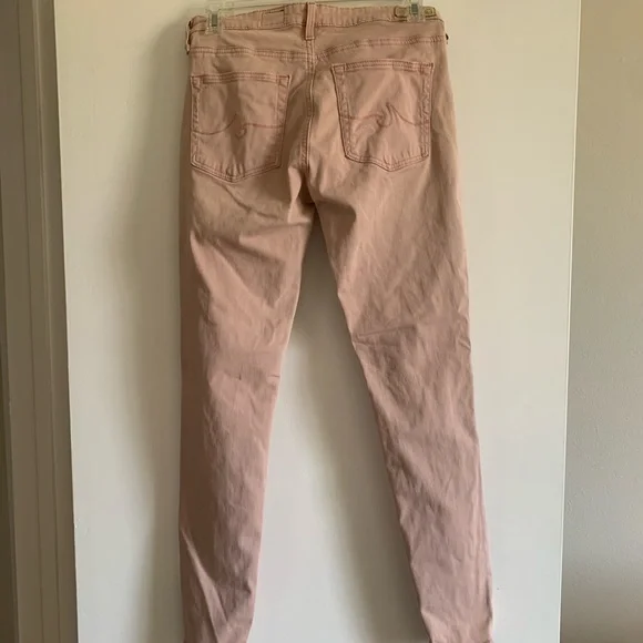 AG Adriano Goldschmied Light Pink ‘The Abbey Ankle’ Mid Rise Super Skinny Jeans - Picture 2 of 6